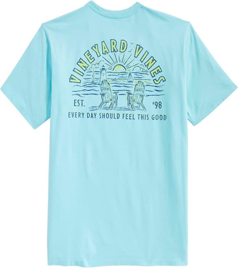 VINEYARD VINES Mens Adirondack Lighthouse Scenic Short Sleeve Pocket Tee